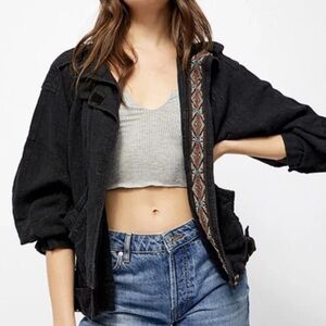 Free People Jayde Safari Bomber Jacket | Size L | Color black
